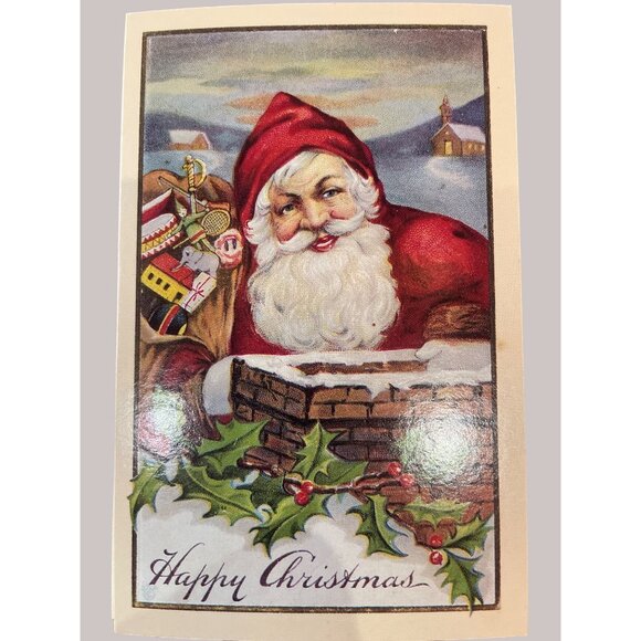 Vintage Victorian Christmas & New Year Postcards Set Girls Boys Santa Angels - Picture 9 of 11